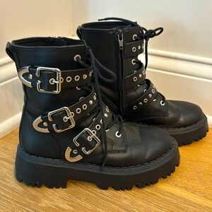 Zara Girls Black Combat Boots size 34 (us 4)